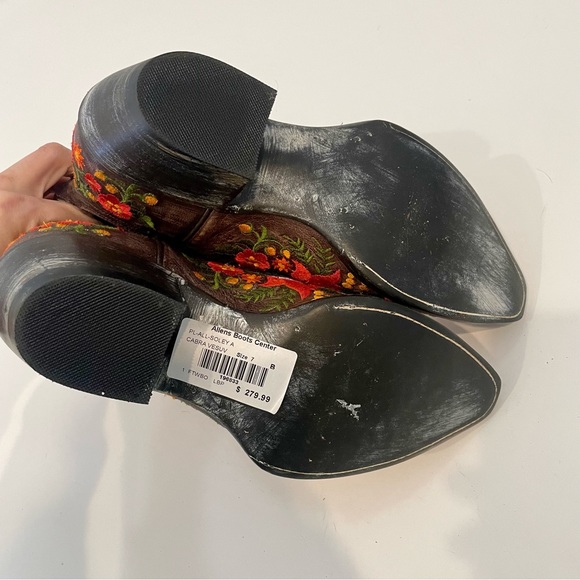 allen’s boots Shoes Allens Boots Center Floral Embroidered Leather Square Toe Western Boots